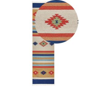 Dywan bawełniany kilim 80 x 300 cm wielokolorowy Taronik 1 szt.