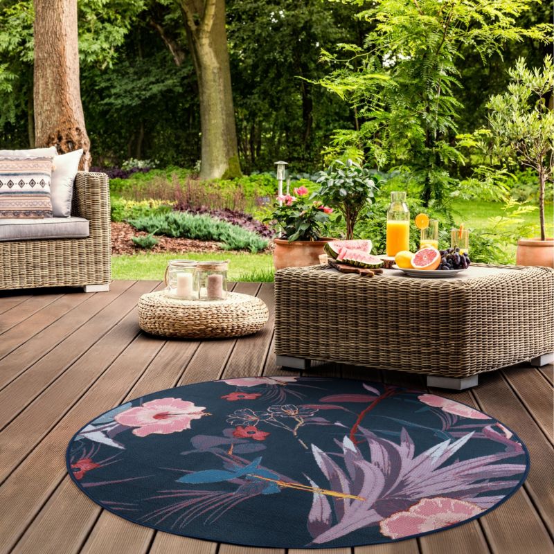 Dywan Multidecor Jungle Outdoor na zewnątrz i do wewnątrz 135 cm koło kwiaty różowe 1 szt.