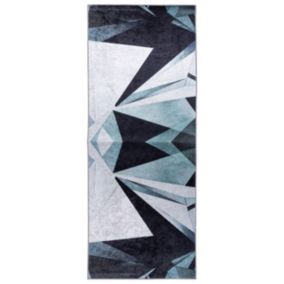 Dywan Multidecor Print Shine 80 x 200 cm geometria czarno-zielony 1 szt.