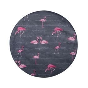 Dywan okrągły we flamingi 120 cm szary Kerte 1 szt.