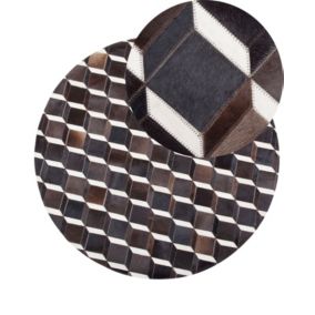 Dywan patchwork okrągły skórzany 140 cm brązowy Alpkoy 1 szt.