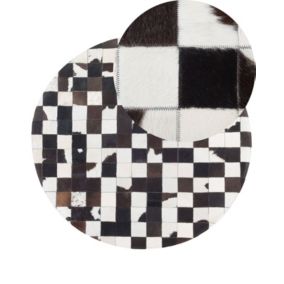 Dywan patchwork okrągły skórzany 140 cm czarno-biały Bergama 1 szt.