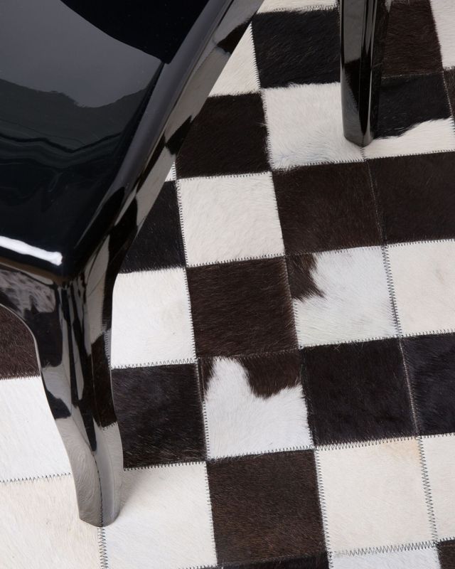Dywan patchwork okrągły skórzany 140 cm czarno-biały Bergama 1 szt.