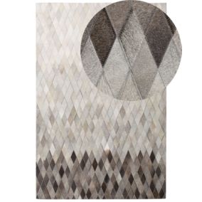 Dywan patchwork skórzany 140 x 200 cm biało-szary Maldan 1 szt.