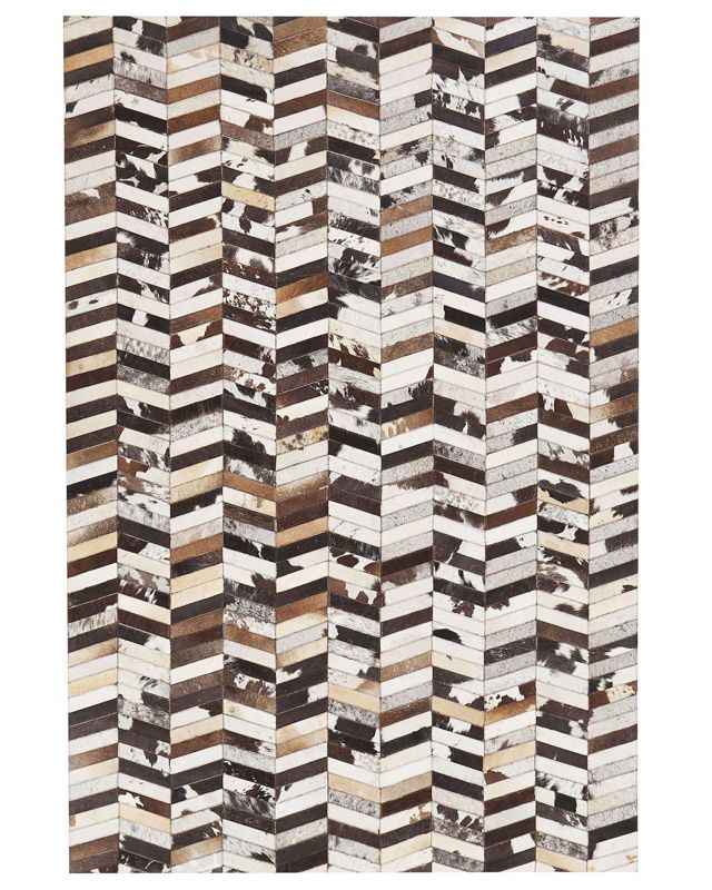 Dywan patchwork skórzany 140 x 200 cm brązowo-biały Akyele 1 szt.