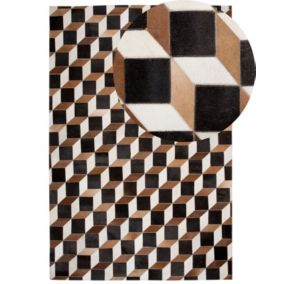 Dywan patchwork skórzany 140 x 200 cm brązowy Alpkoy 1 szt.