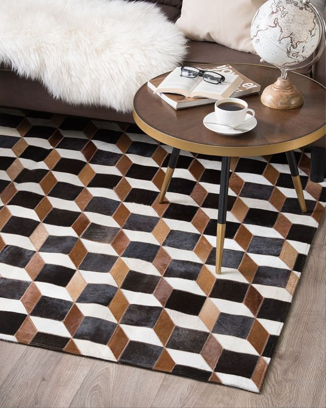 Dywan patchwork skórzany 140 x 200 cm brązowy Alpkoy 1 szt.