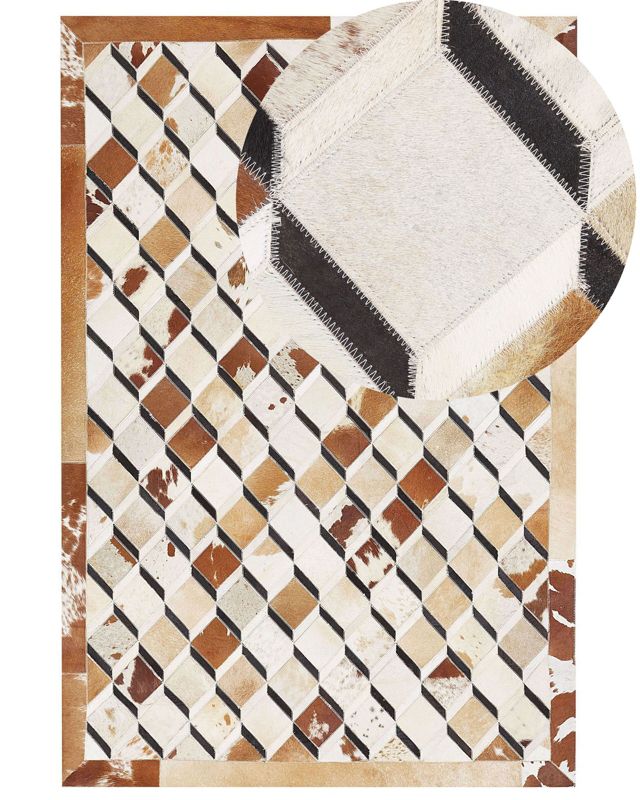 Dywan patchwork skórzany 140 x 200 cm brązowy Serinova 1 szt.