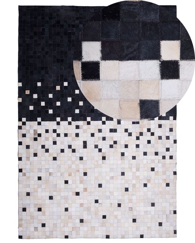 Dywan patchwork skórzany 140 x 200 cm czarno-beżowy Erfelek 1 szt.