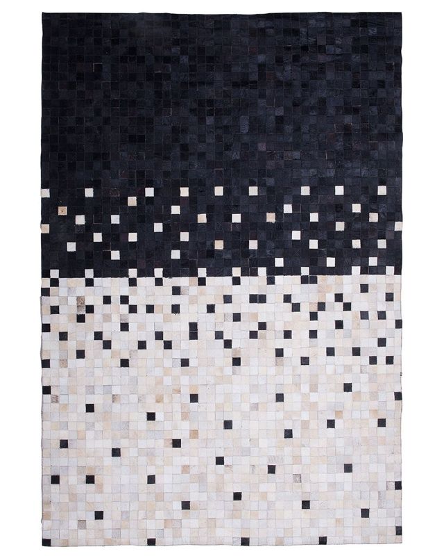 Dywan patchwork skórzany 140 x 200 cm czarno-beżowy Erfelek 1 szt.