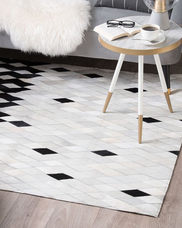 Dywan patchwork skórzany 140 x 200 cm czarno-biały Maldan 1 szt.
