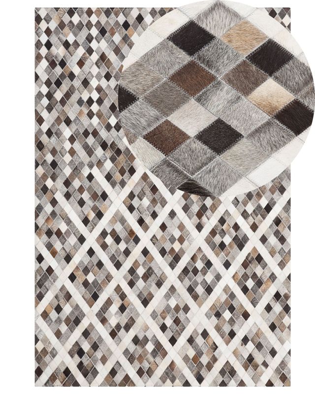 Dywan patchwork skórzany 140 x 200 cm szaro-brązowy Akdere 1 szt.