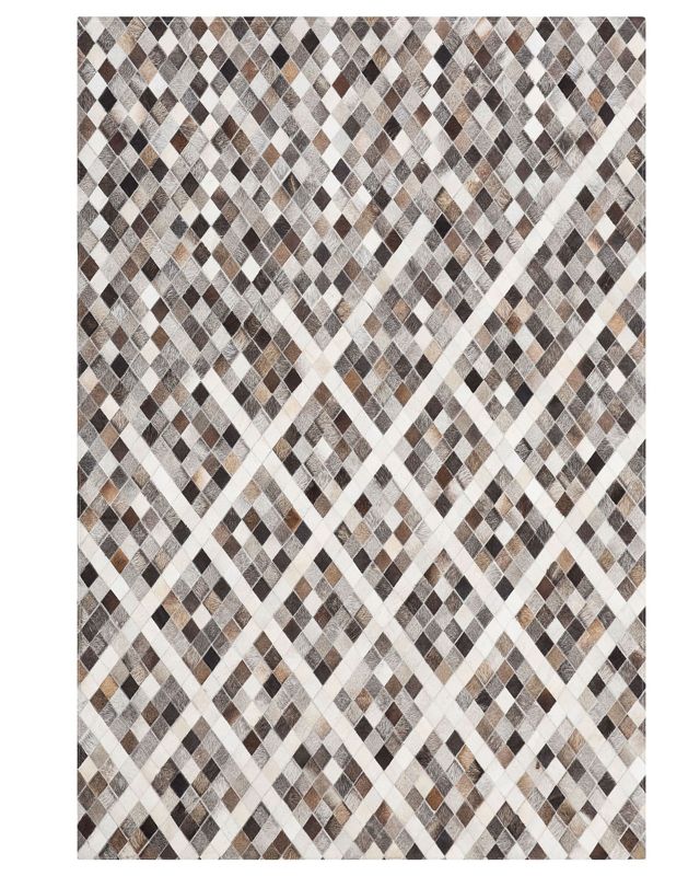 Dywan patchwork skórzany 140 x 200 cm szaro-brązowy Akdere 1 szt.