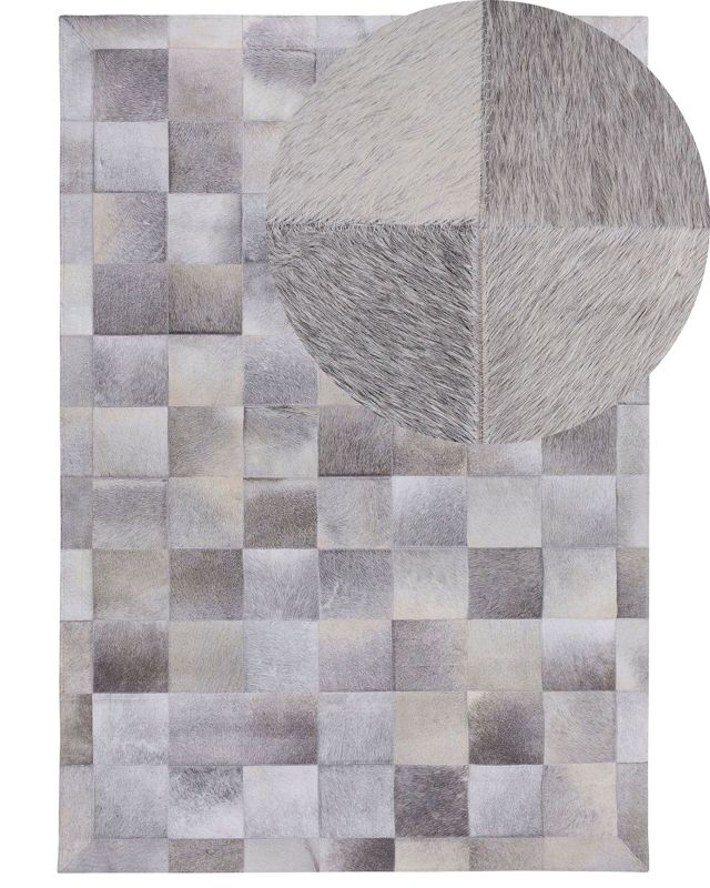 Dywan patchwork skórzany 140 x 200 cm szary Alacam 1 szt.