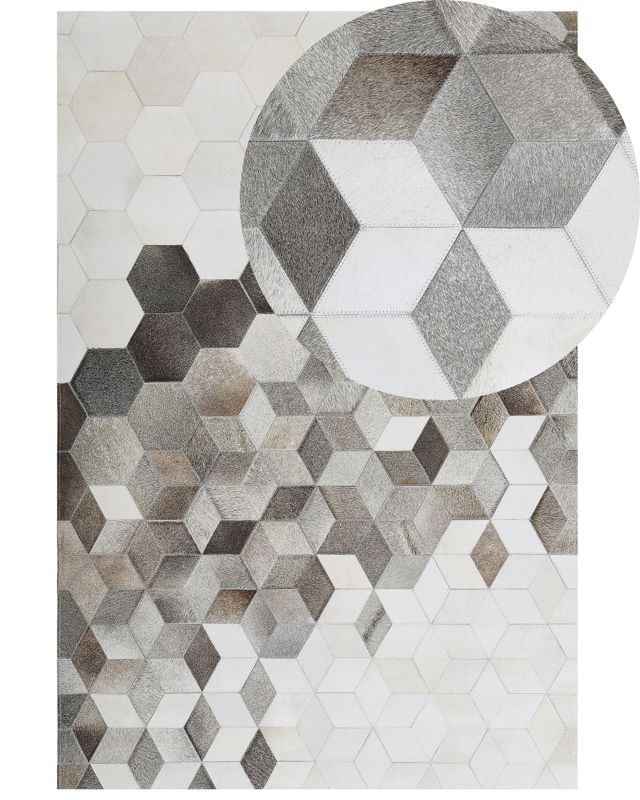 Dywan patchwork skórzany 140 x 200 cm szary Sason 1 szt.