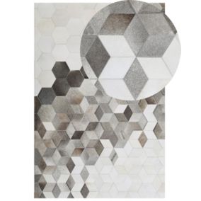 Dywan patchwork skórzany 140 x 200 cm szary Sason 1 szt.
