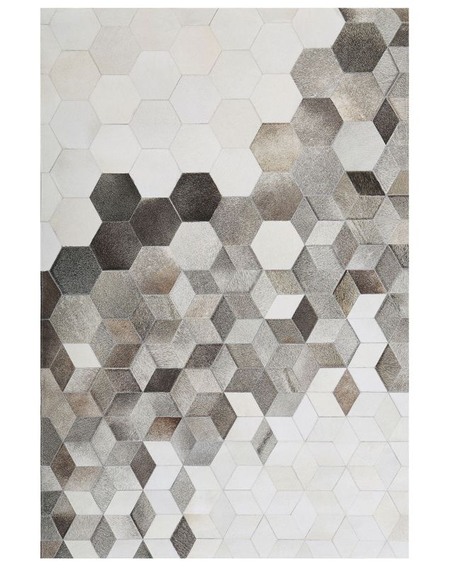 Dywan patchwork skórzany 140 x 200 cm szary Sason 1 szt.