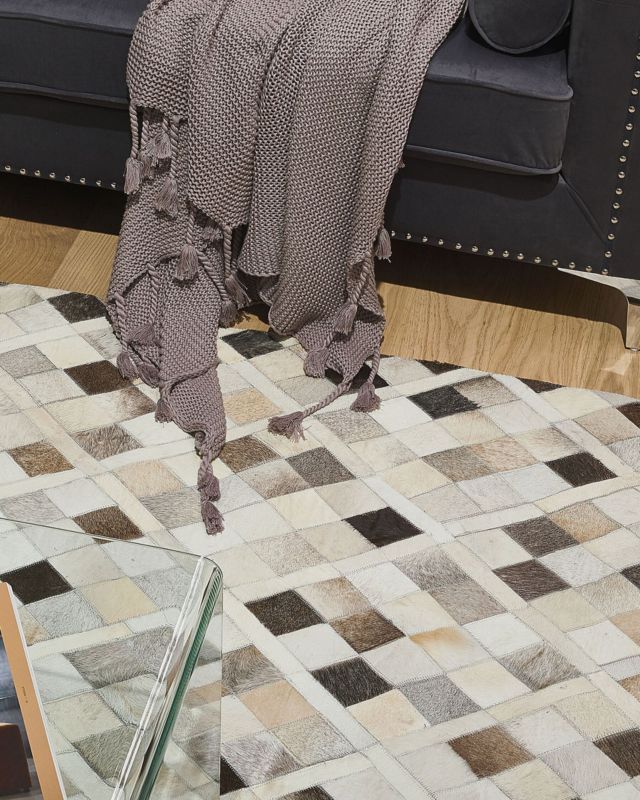 Dywan patchwork skórzany 140 x 200 cm wielokolorowy Hirka 1 szt.