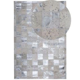 Dywan patchwork skórzany 160 x 230 cm beżowo-srebrny Yazir 1 szt.