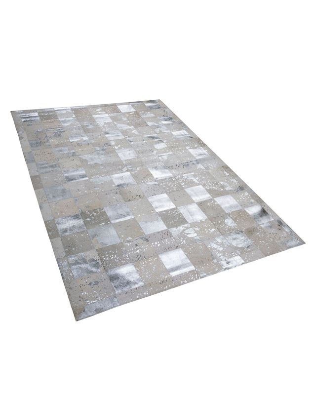 Dywan patchwork skórzany 160 x 230 cm beżowo-srebrny Yazir 1 szt.