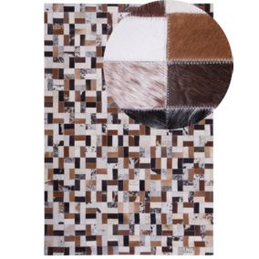 Dywan patchwork skórzany 160 x 230 cm brązowo-beżowy Cesme 1 szt.