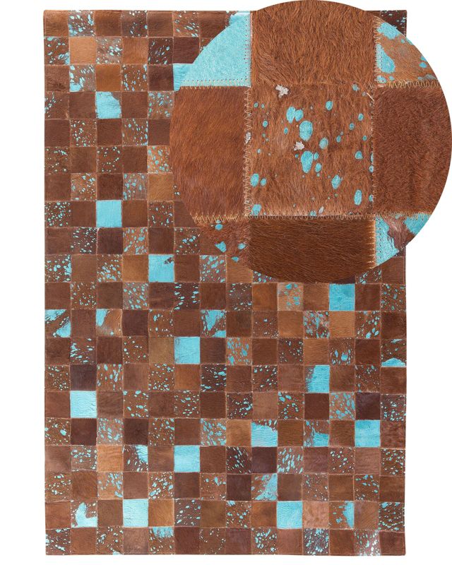 Dywan patchwork skórzany 160 x 230 cm brązowy Aliaga 1 szt.