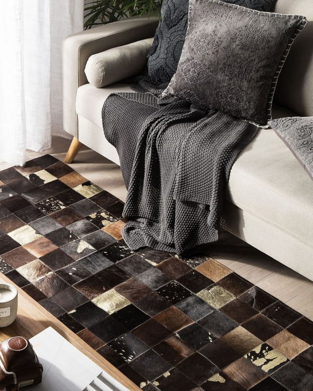 Dywan patchwork skórzany 160 x 230 cm brązowy Bandirma 1 szt.