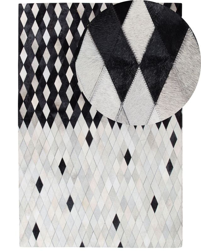 Dywan patchwork skórzany 160 x 230 cm czarno-biały Maldan 1 szt.