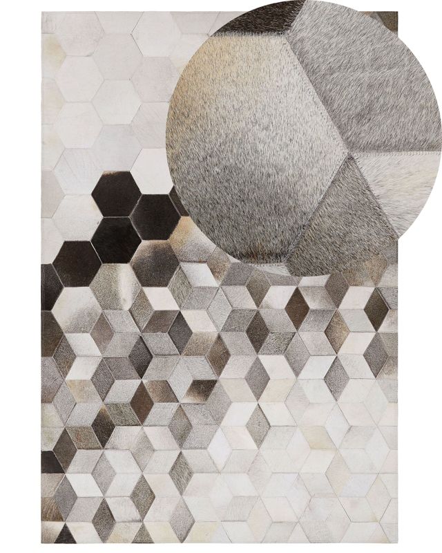 Dywan patchwork skórzany 160 x 230 cm szary Sason 1 szt.