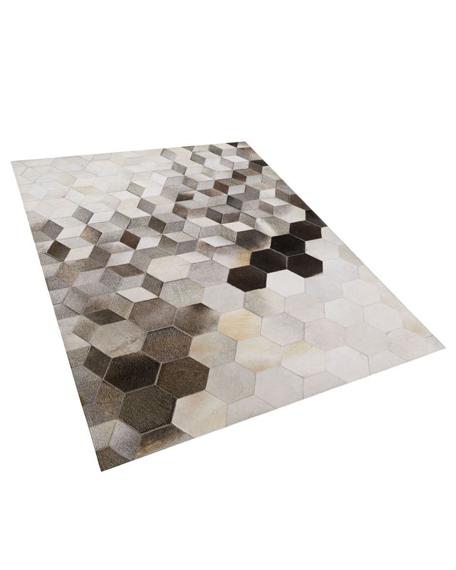Dywan patchwork skórzany 160 x 230 cm szary Sason 1 szt.