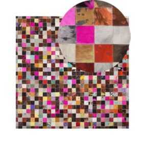 Dywan patchwork skórzany 200 x 200 cm wielokolorowy Enne 1 szt.