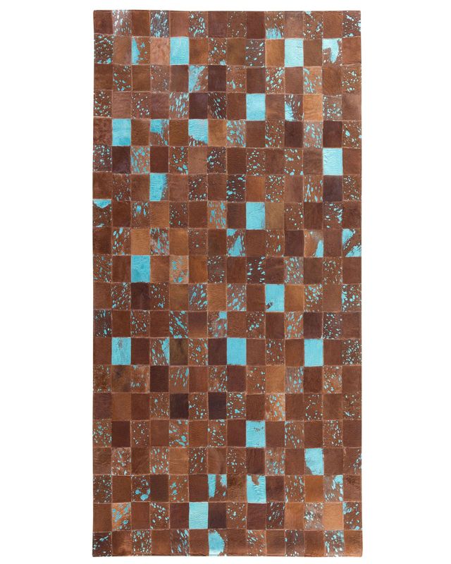 Dywan patchwork skórzany 80 x 150 cm brązowy Aliaga 1 szt.