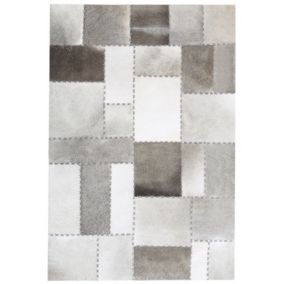 Dywan patchwork skórzany brązowoszary 160 x 230 cm Pervari 1 szt.