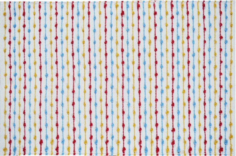 Dywan ręcznie tkany 60 x 90 cm kropki niebiesko czerwono żółte
