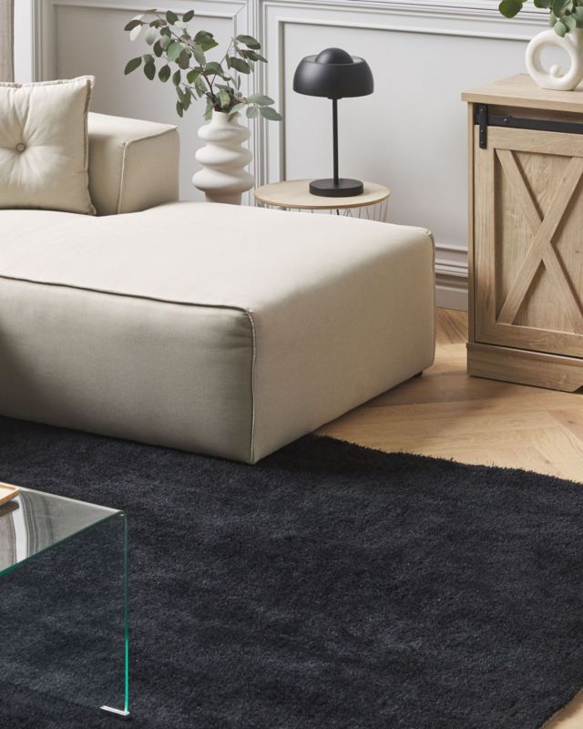 Dywan shaggy 200 x 200 cm czarny Demre 1 szt.