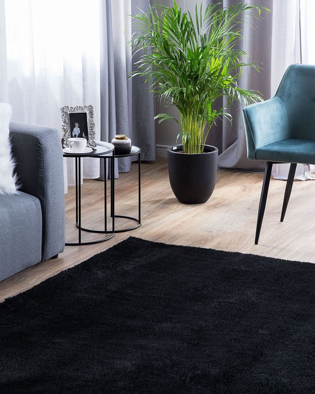 Dywan shaggy 200 x 200 cm czarny Demre 1 szt.