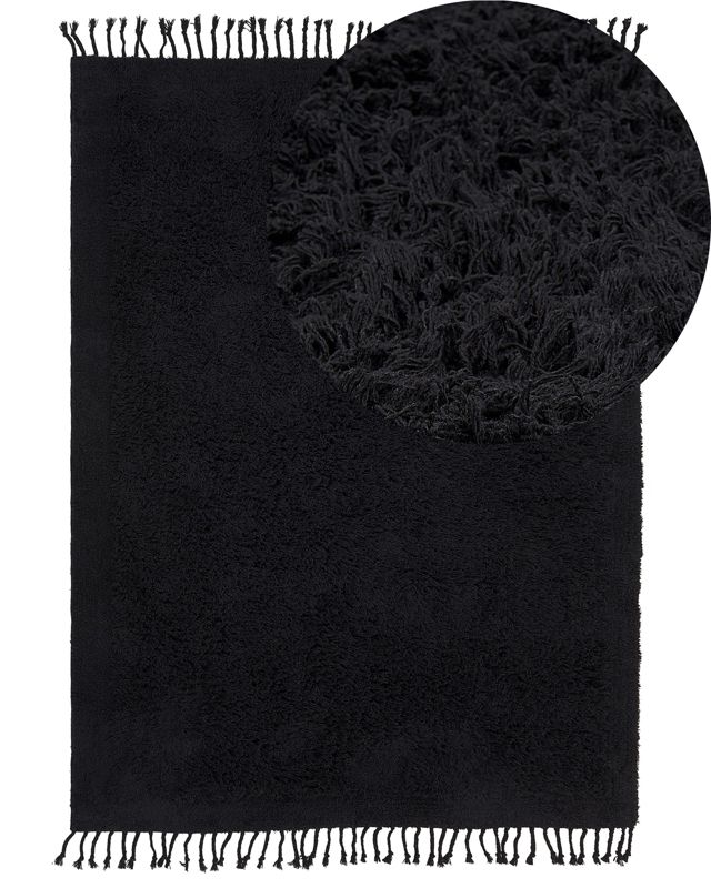 Dywan shaggy bawełniany 140 x 200 cm czarny Bitlis 1 szt.