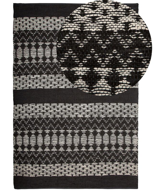 Dywan skórzany 140 x 200 cm czarny z beżowym Sokun 1 szt.