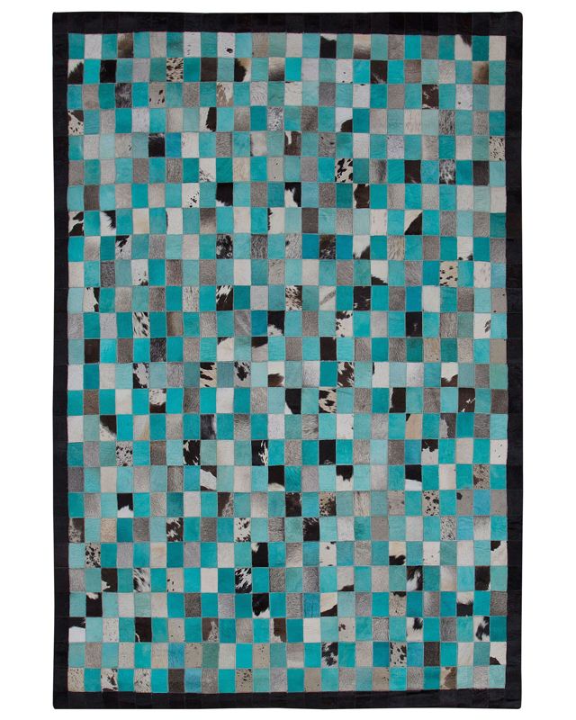 Dywan skórzany 140 x 200 cm turkusowo-szary Nikfer 1 szt.