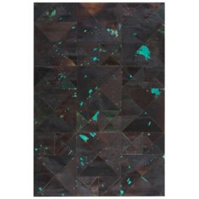 Dywan skórzany 160 x 230 cm brązowo-turkusowy Atalan 1 szt.