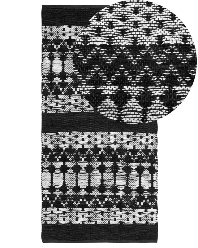 Dywan skórzany 80 x 150 cm czarny z beżowym Sokun 1 szt.
