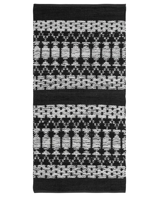 Dywan skórzany 80 x 150 cm czarny z beżowym Sokun 1 szt.