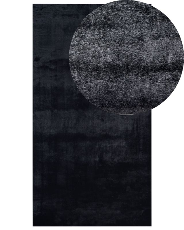 Dywan sztuczne futro królika 80 x 150 cm czarny Mirpur 1 szt.