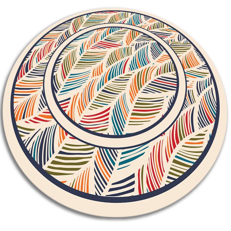 Tulup Carpet Indoor Round Dekorativní fi110 cm Obrysové listy Dekorativní kobercová rohož 1 ks.