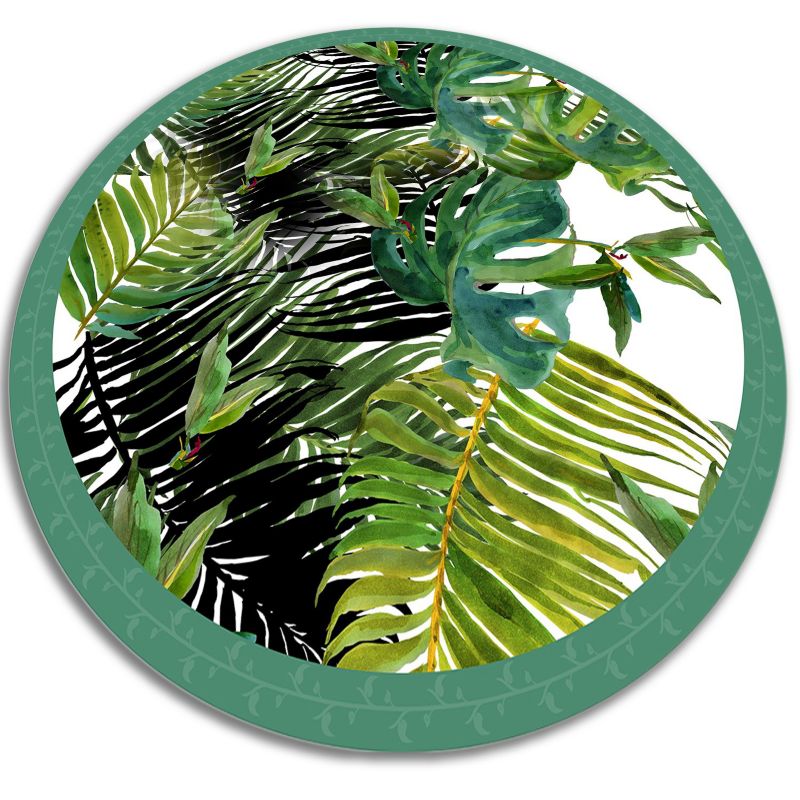 Tulup Carpet Indoor Round Dekorativní fi120 cm Exotické listy Dekorativní kobercová rohož 1 ks.