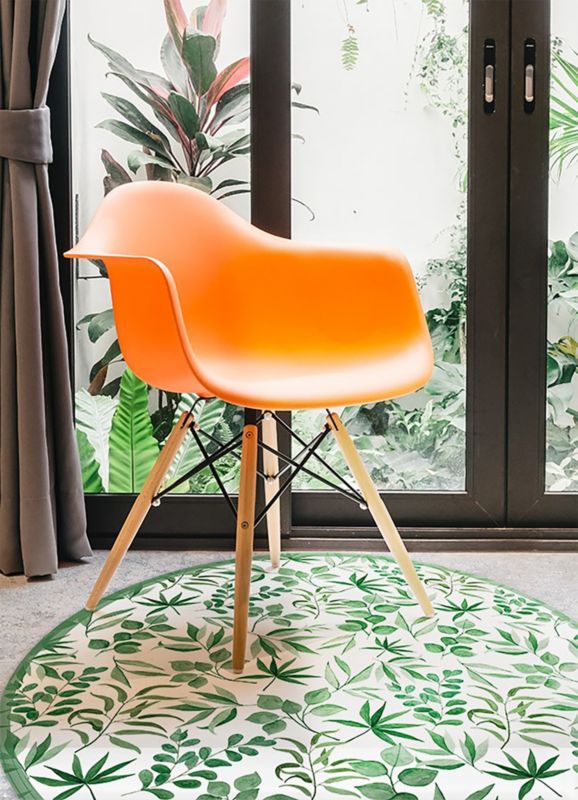 Tulup Carpet Indoor Round Dekorativní fi120 cm Malé listy Dekorativní kobercová rohož 1 ks.