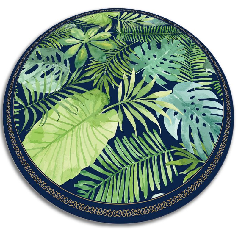 Tulup Carpet Indoor Round Dekorativní fi130 cm Tropické listy Dekorativní kobercová rohož 1 ks.