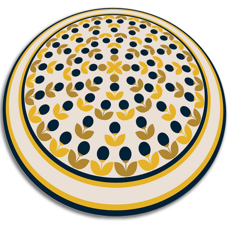 Tulup Carpet Indoor Round Dekorativní fi80 cm Opakující se květiny Dekorativní kobercová rohož 1 ks.