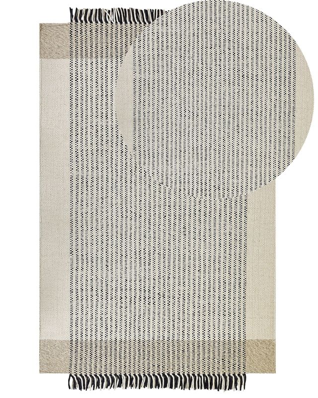Dywan wełniany 140 x 200 cm beżowo-czarny Divarli 1 szt.