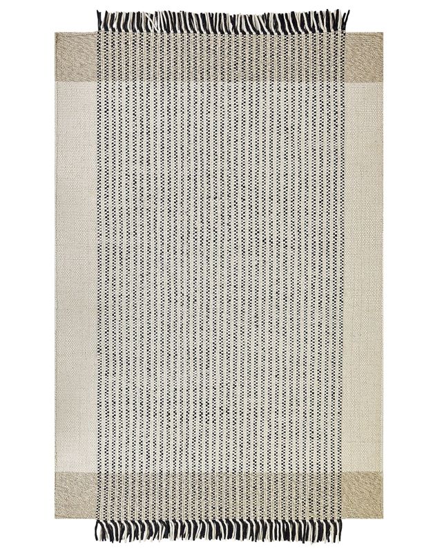Dywan wełniany 140 x 200 cm beżowo-czarny Divarli 1 szt.